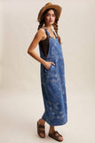Lucy Floral Embroidered Denim Overall Dress