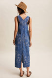Lucy Floral Embroidered Denim Overall Dress