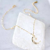 Moon and Star Necklace