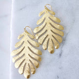 Brass Fan Leaf Earrings