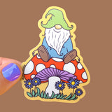 Gnome & Mushroom, Garden Sticker