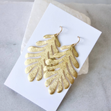 Brass Fan Leaf Earrings