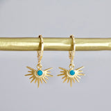 Earrings Turquoise Starburst Huggie